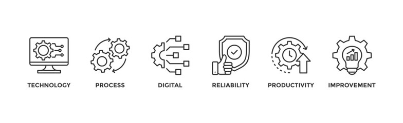 automation banner web icon vector illustration concept for robotic technology innovation systems wit