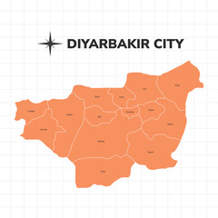 Wall Mural - Diyarbakir City map illustration. Map of the city in Turkey