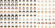 120種類の人物（老若男女）とペットの顔。シンプルなベクターアイコンイラストセット。
120 types of faces of people of all ages and genders, including pets. A simple vector icon illustration set.