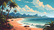 beautiful beach scenery illustration