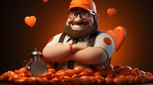 A Man With A Beard And Glasses Is Surrounded By Orange Marbles