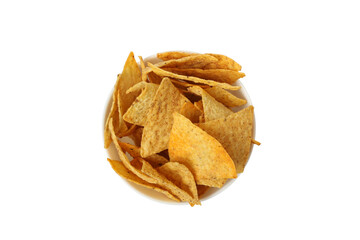 Wall Mural - PNG, Triangular potato chips in a bowl, isolated on white background