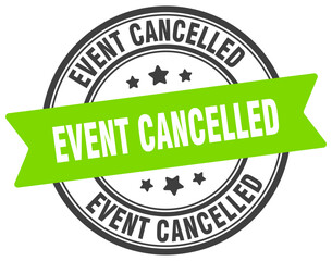 event cancelled stamp. event cancelled label on transparent background. round sign