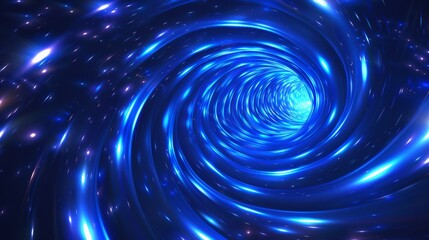 Wall Mural - warp of blue light with radial twisted burst. realistic modern background with space travel neon glo