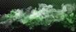 Green toxic smoke cloud overlayed on a transparent background. Haze of mystical atmospheric steam or condensation. Modern illustration of toxic vapor on a floor.