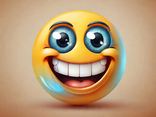 An illustration of a happy smiling emoji emoticon character, smiling face emoji or emoticon icon with happy eyes vector illustration