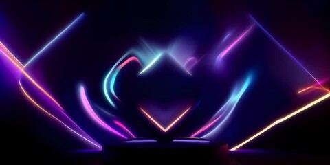 Wall Mural - rendering. 3d display product for design minimal in line light glowing with background abstract