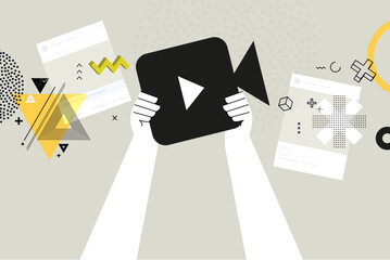 Wall Mural - business concept illustration. vector illustration of video, movie, streaming, communication, multim