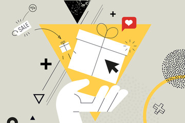 Wall Mural - business concept illustration. vector illustration of shopping, delivery, tracking, shipping. creati