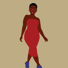 Stylish afro black woman in elegant art style vector