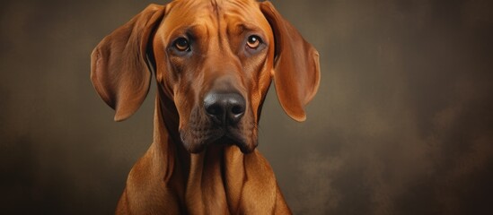 Canvas Print - A close up of a livercolored dog from the Sporting Group breed, with a fawn snout, looking at the camera as a loyal companion dog