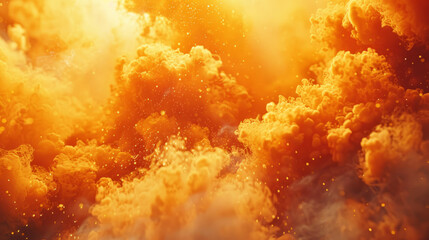 Wall Mural - abstract orange particles and smoke in an epic visual explosion