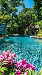 Canvas Print - pool with flowers