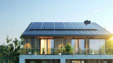 Canvas Print - solar panels on roof