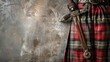 A woman gracefully wears a kilt while holding a sword
