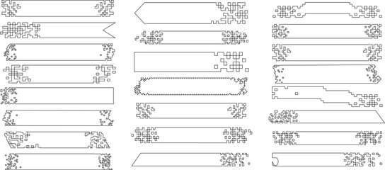 Wall Mural - pixel art banner collection, intricate line art frames, ideal banner for web design, invitations. el