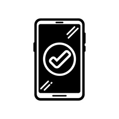 Canvas Print - phone with check mark icon. black smartphone icon with check mark. vector illustration