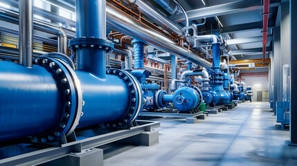 Sticker - Engineering Solutions: A Detailed View of Pipes and Pumps, Reflecting the Complexity of Modern Water Systems
