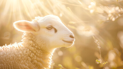 A lamb, symbolizing Judaism, stands against a golden background