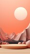 presentation mockup in peach tones, in the abstract background style of Japanese minimalism, copy space, vertical