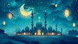 mosque with moon Ramadan Kareem Islamic  Background