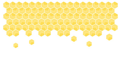 Sticker - Beehive honey sign with hexagon grid cells isolated on white background vector.