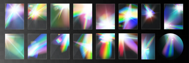 Wall Mural - crystal light glasses rainbow reflection set effect.template optical,lights,glare.