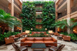 Vertical garden installation in a hotel atrium, creating a visually stunning focal point and enhancing the guest experience with natural elements