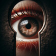Ein Auge schaut durch ein Schlüsselloch