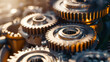 Close-up of engine gears and machinery, showcasing the intricacy of industrial mechanical technology