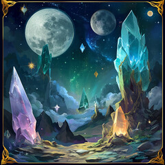 Sticker - midnight magical moonlight lunar constellation astronomy moon fantasy halloween star valley fog full du