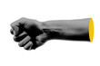 © ink drop - Trendy fist hand gesture, abstract cutout hand halftone collage element for design montage