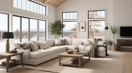 Wall Mural - Design a modern farmhouse living room