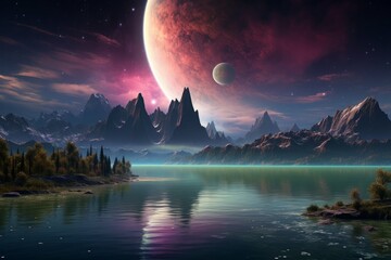 Wall Mural - serene exoplanet in a distant planetary system