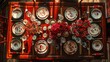 China, dining table, with red embellishment and plenty of light, panorama, leica lens