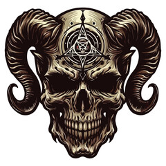 Wall Mural - Demon skull vector illustration isolated on white background