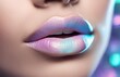 lips of a young beautiful woman, pastel colors, macro