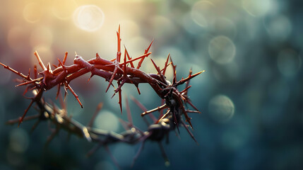Wall Mural - Crown of thorns on blurred background