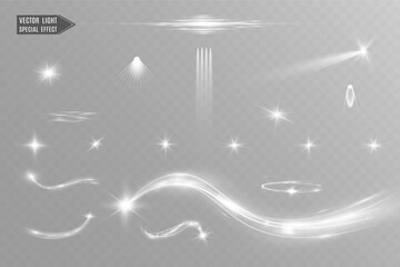 Wall Mural - light white wave and spotlight shine effect,glow line sparkle shine. silver white wavy effects.