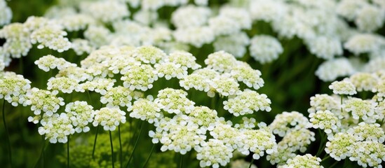 Sticker - A variety of white flowers are blooming in the field, including groundcover, shrubs, and herbaceous plants, creating a beautiful display of floral diversity