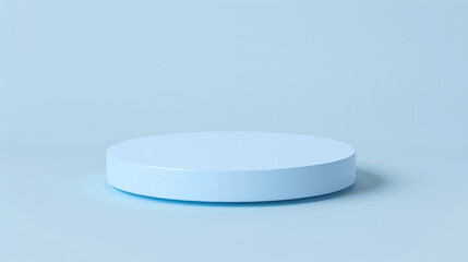 3d round platform. 3d light blue podium background. Mockup for product presentation. Display for cosmetics. Light blue background.
