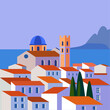 beautiful mediterranean town view vector illustration