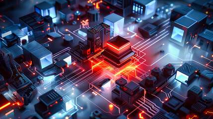 Technology and Computing Network Processor, Digital Science and Electronic Engineering, Abstract Background with Circuit