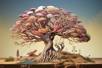 Wall Mural - brain tree 3d