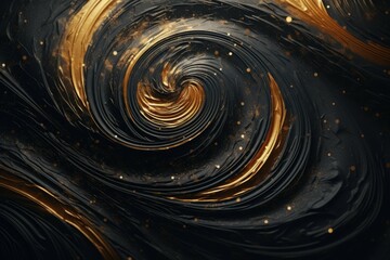 Wall Mural - golden and silver spirals on a black background