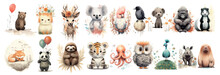 Whimsical Collection Of Watercolor Animals: A Diverse Set Of Cute, Hand-Painted Creatures, Perfect For Children’s