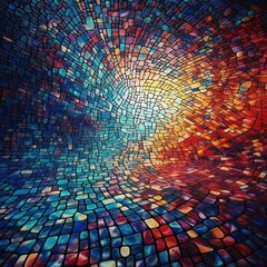Wall Mural - ai generated abstract mosaic with colorful tiles