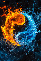 Poster - Blue and orange swirl of water with large T in it.