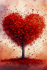 Poster - Image of tree with hearts on it.