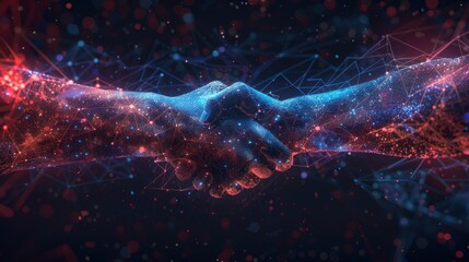 Aufkleber -  business illustration of a business handshake on a white background. Starry sky or space consisting of stars and the universe.